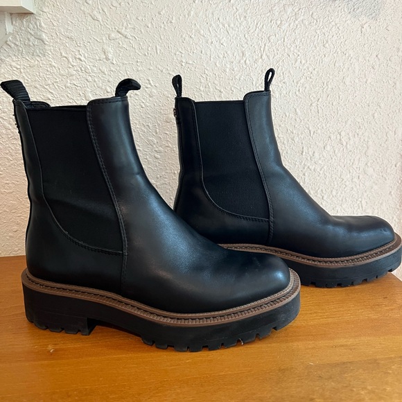 Sam Edelman Black Leather Chelsea Boots chunky sole size 6 women’s/teen girl - Picture 1 of 6